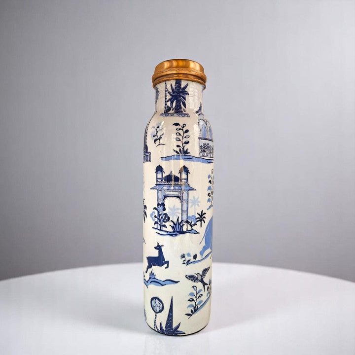 Castle Meena Copper Water Bottle – Handcrafted, Leak - Proof, 1000 ML (10.5 inch) - Tamas: Luxury Indian Gifts