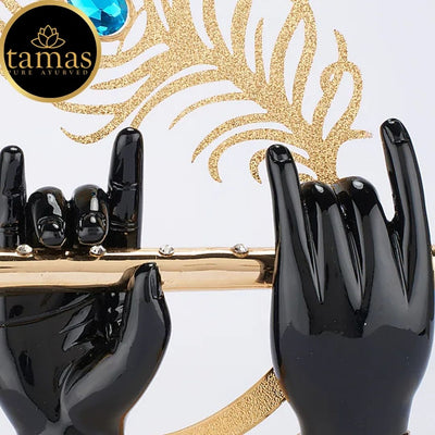 Tamas Gold Plated Divine Flute With Krishna's Peacock Feather ( Black & gold) Pack of 1