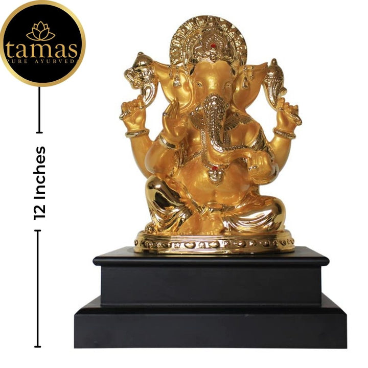 Tamas Poly Resin Gold Plated  Lord Ganesha Statue (12 Inches, Golden)