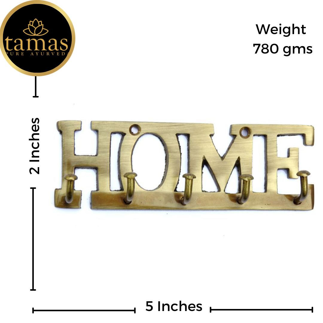 Tamas Brass Home Font Key Holder (5 x 2 Inches, Brown) (Pack of 1)