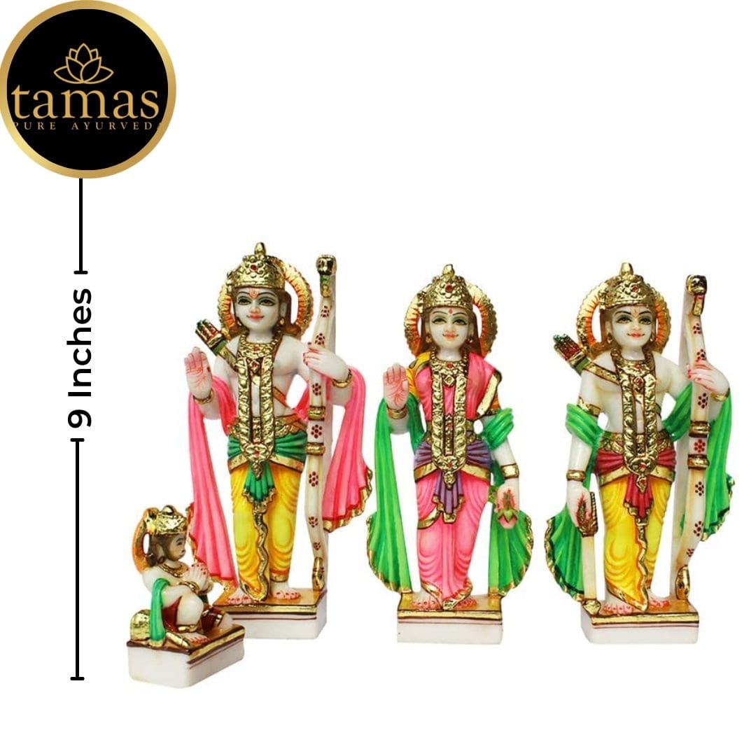 Tamas Marble Dust Gold Plated Ram Darbar Statue (9 Inches, Multicolor) - Tamas: Luxury Indian Gifts
