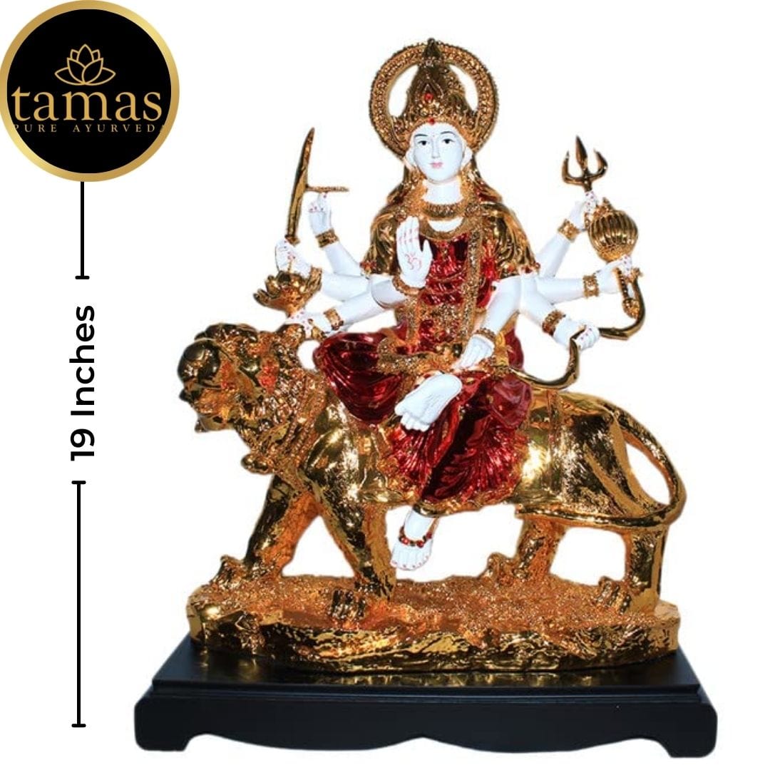 Gold Plated Goddess Maa Durga Devi Statue