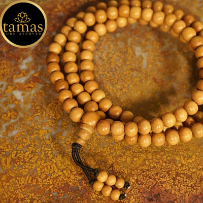 Tamas Original Sandalwood Mala, 108+1 Beads Rosary Chandan Japa mala for Meditation, Pooja, Chanting, Wearing; (6MM)(Pack of 1)