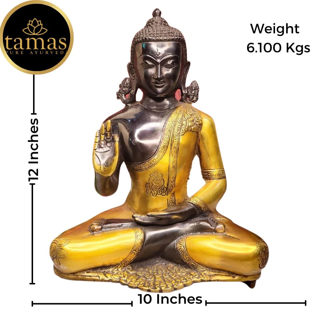 Brass  Buddha In Deep Meditation Statue  Idol