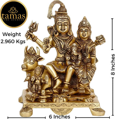 Tamas Brass Shiv Parivar With Nandi Statue(Golden) Height: 8 inches