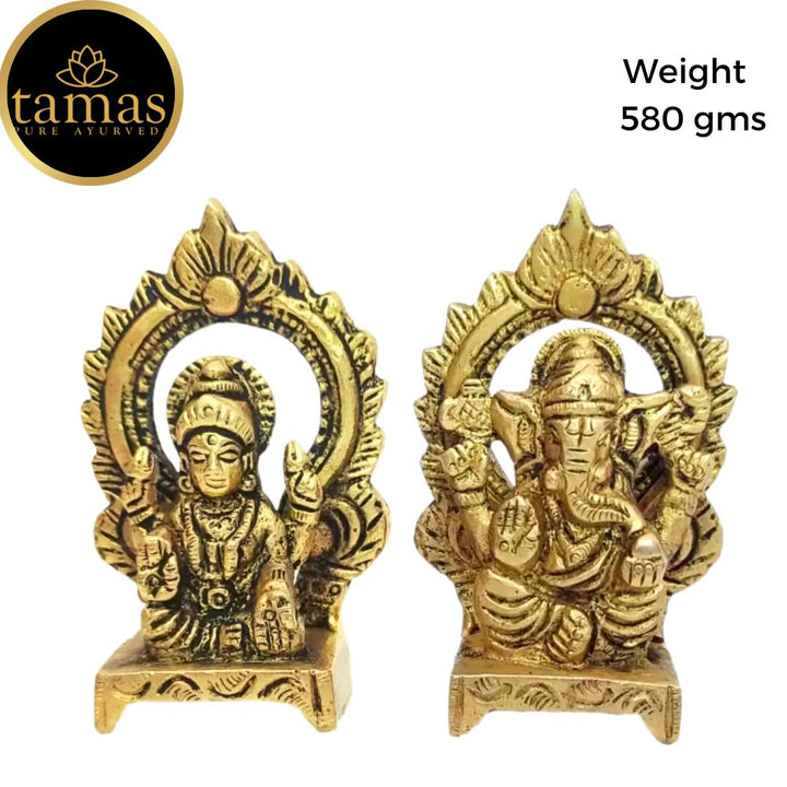 Tamas Brass Laxmi Ganesha Murti Decorative Showpiece (Golden)