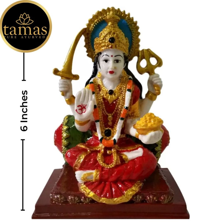 Tamas Poly Resin Goddess Maa Santoshi Statue (6 Inches, Multicolor)