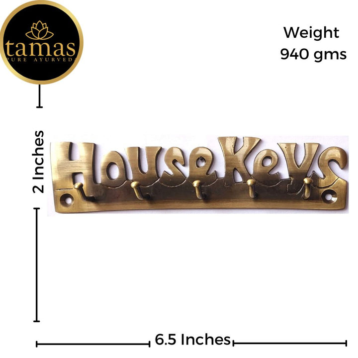Tamas Brass House Keys Shaped Antique Key Holder (6.5 x 2 Inches, Brown) (Pack of 1)