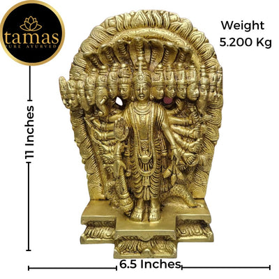 Tamas Brass Handcrafted Sree Krishna Vishwaroopam Statue / Idol with Antique Finish (6.5 x 4 x 11 Inches, Golden) (Pack of 1)