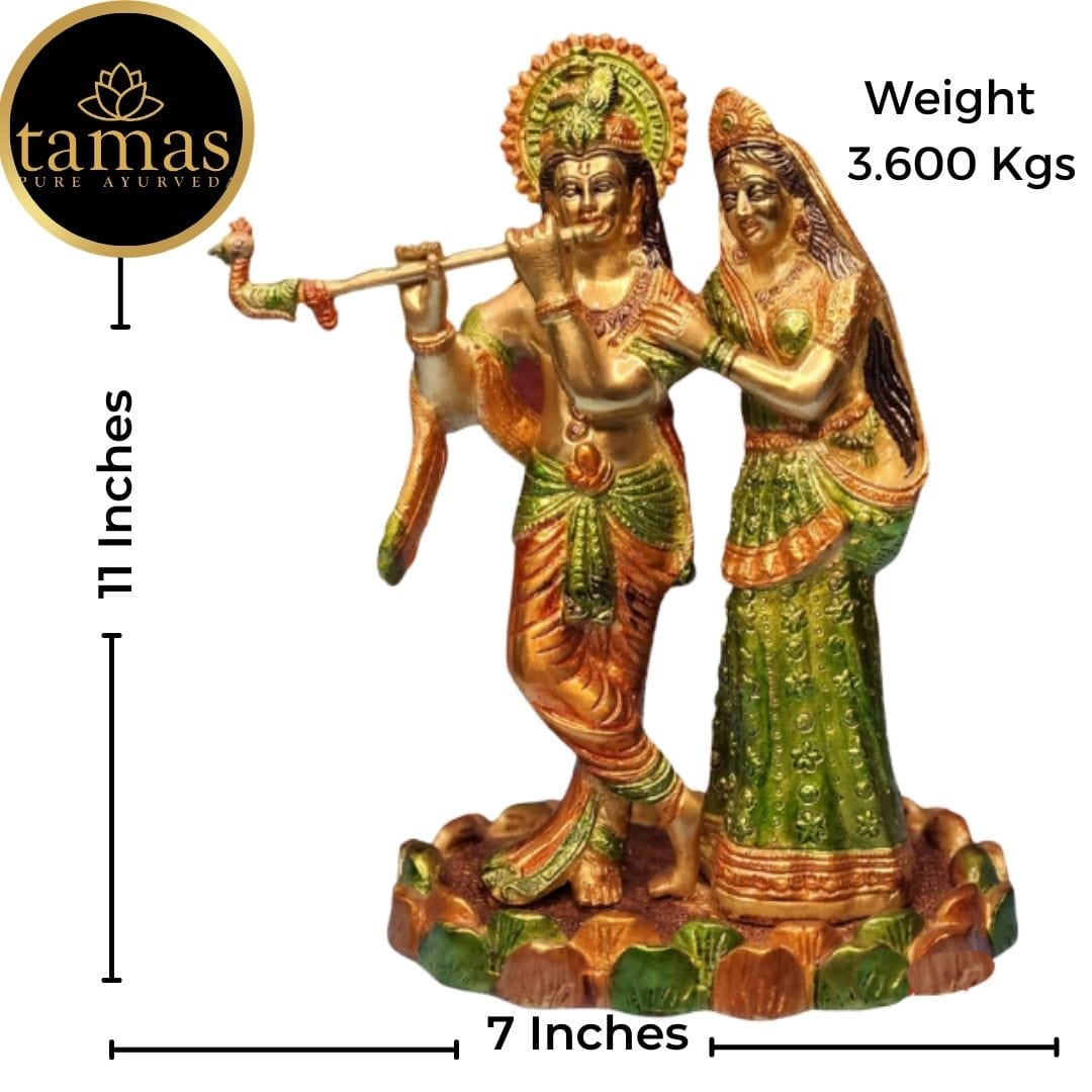 Tamas Brass Handcrafted Radha Krishna Statue / Idol with Antique Finish (7 x 5 x 11 Inches, Brown) (Pack of 1) - Tamas: Luxury Indian Gifts