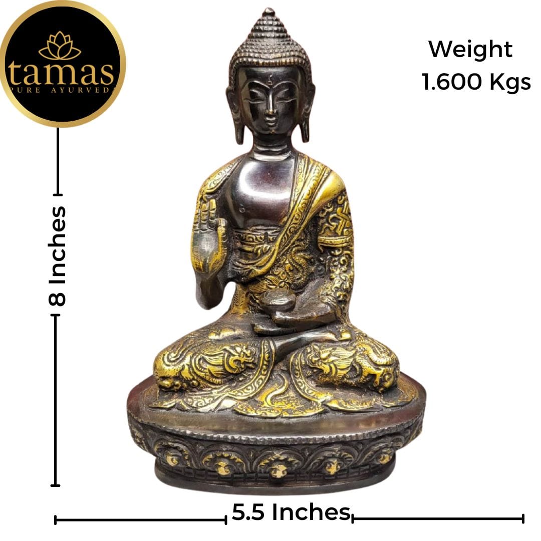 Brass Ashtamangala Tibetan Buddha Statue / Idol