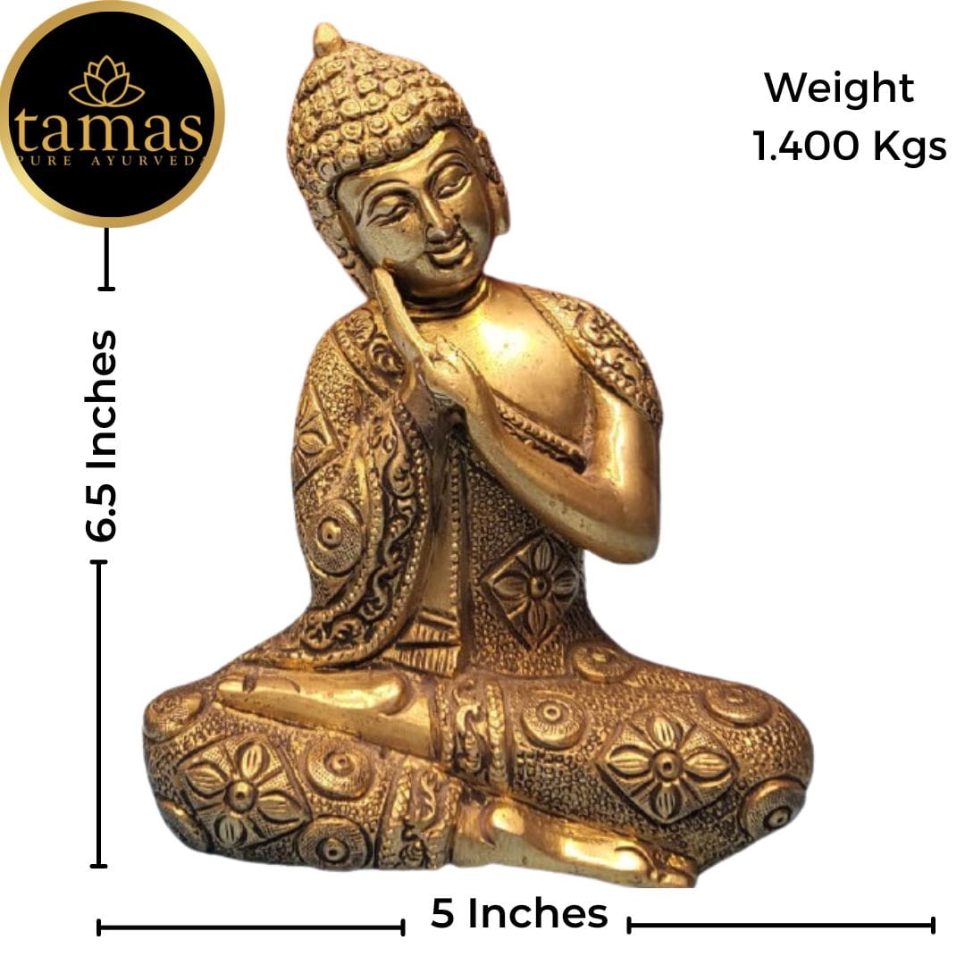 Brass Handcrafted Lord Buddha Resting in Sitting Posture Statue