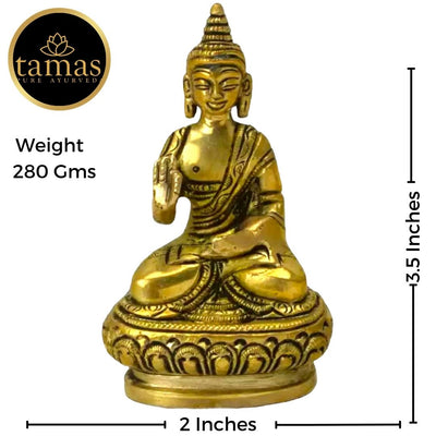 Tamas Brass Buddha Idol Decorative Showpiece(Golden) Height: 3.5 inches