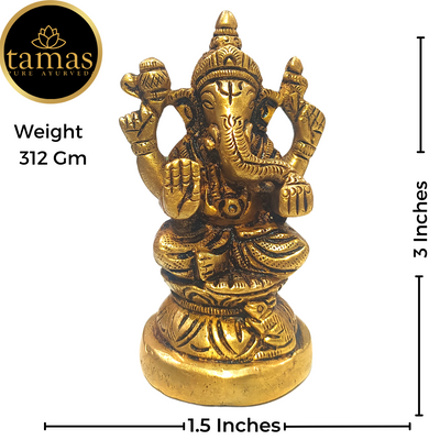 Tamas Brass Handmade Vinayakmoorti Ganesha Statue  (Golden) Height 3 inches