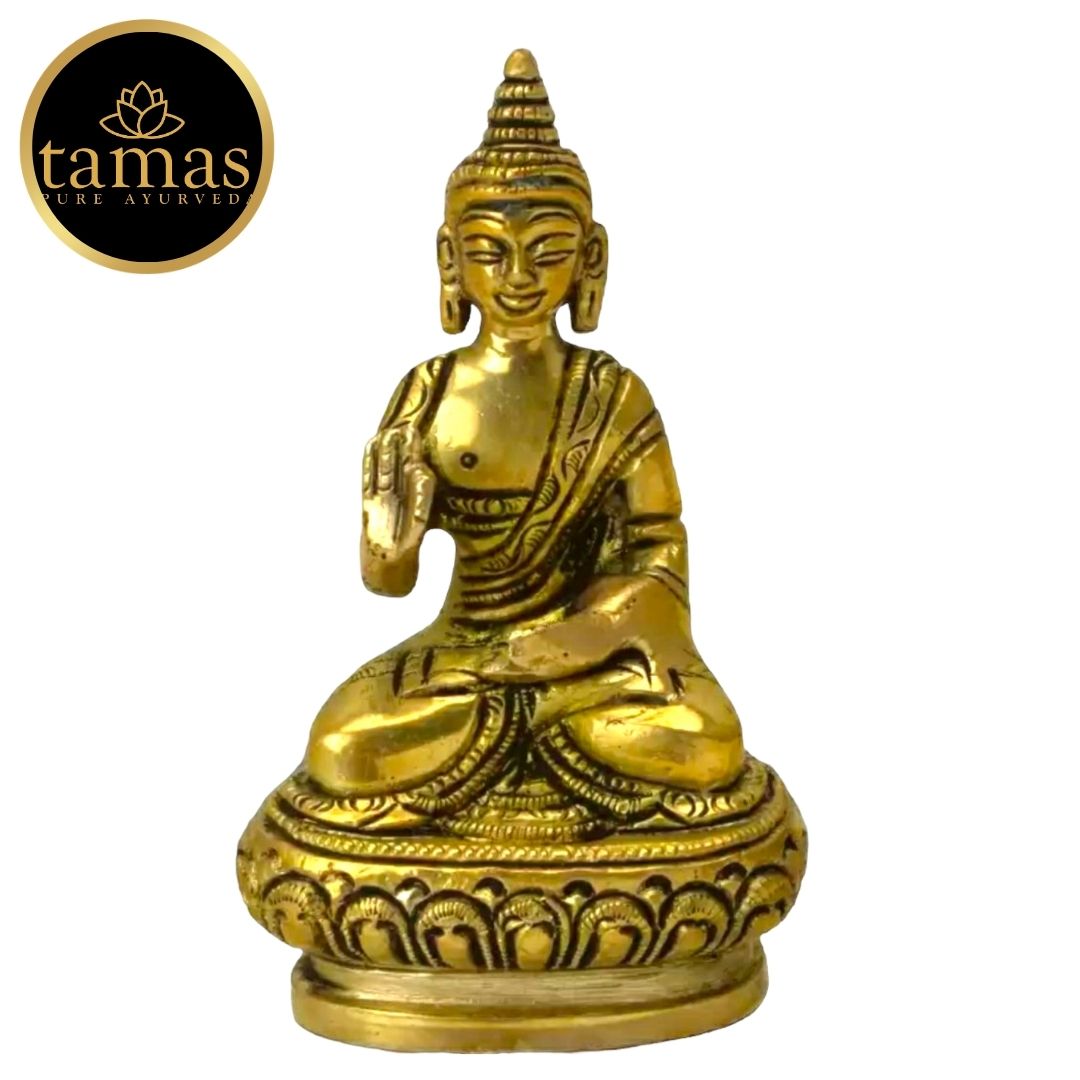 Tamas Brass Buddha Idol Decorative Showpiece(Golden) Height: 3.5 inches
