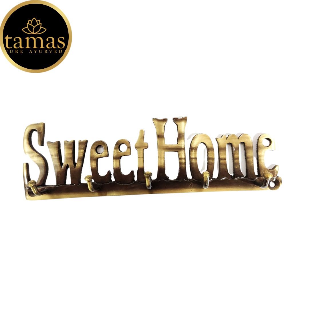 Tamas Brass Sweet Home Key Holder (6.5 x 2 Inches, Brown) (Pack of 1)