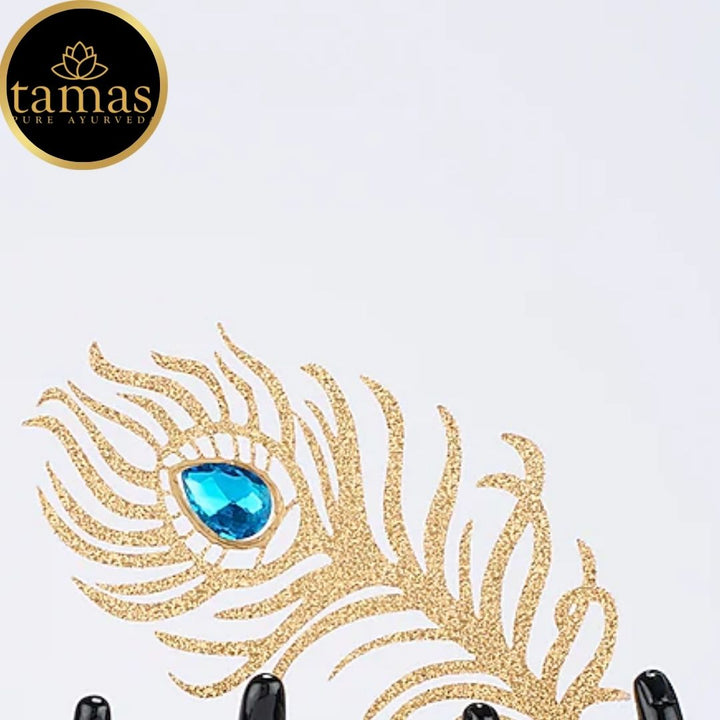 Gold Plated Flute With Krishna's Peacock Feather