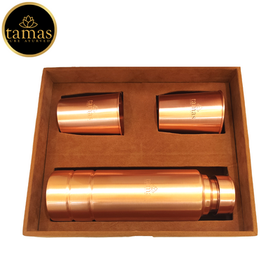 Copper Water Bottle And Glass Set with Premium Gift Box  (100ML & 250ML)
