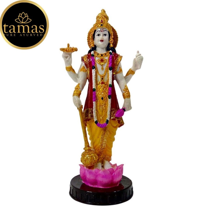 Tamas Poly Resin Lord Vishnu Statue (9 Inches, Multicolor)