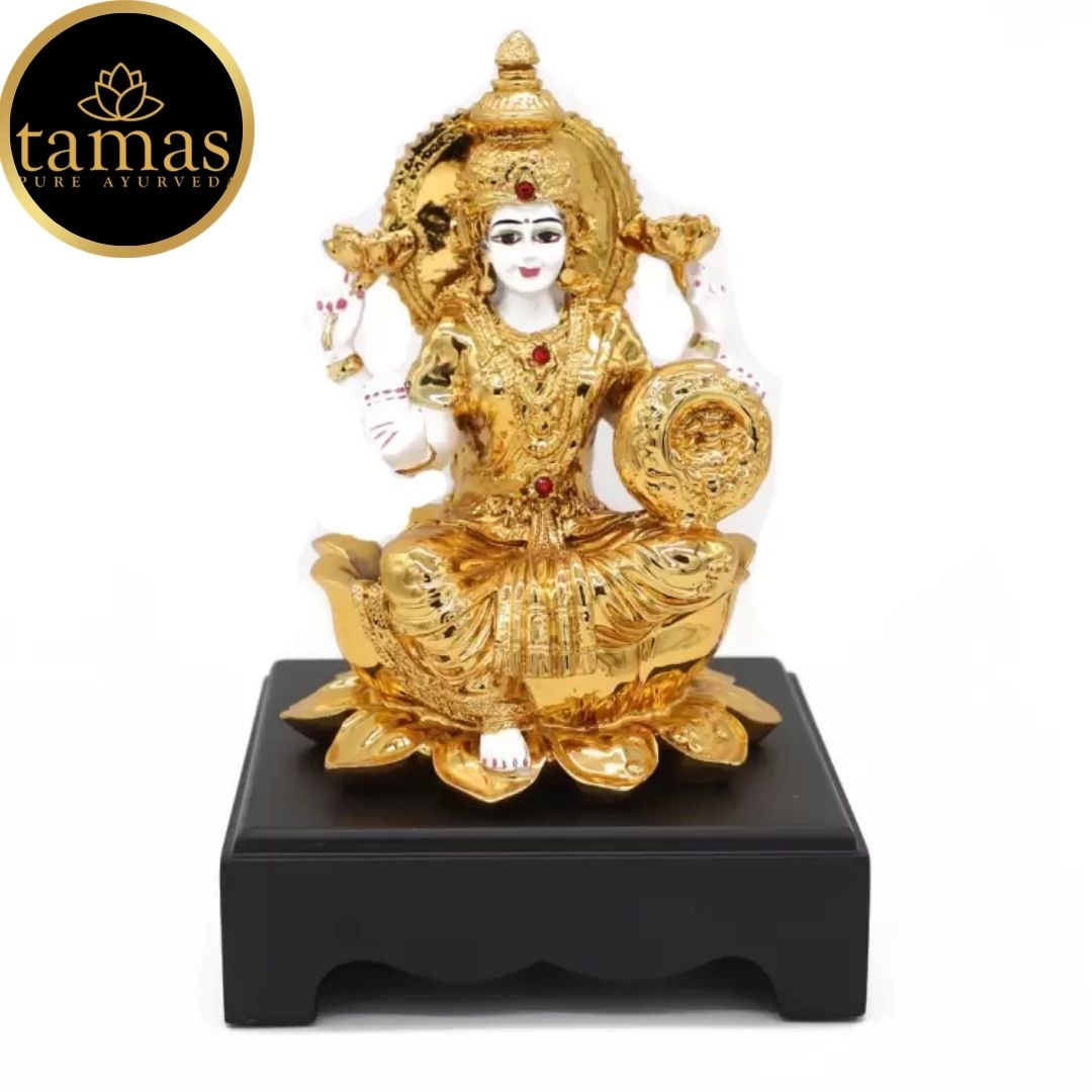 Tamas Poly Resin Gold Plated Goddess Laxmi Statue (9 Inches, White & Gold)