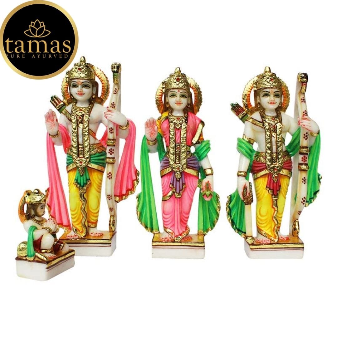 Tamas Marble Dust Gold Plated Ram Darbar Statue (9 Inches, Multicolor) - Tamas: Luxury Indian Gifts