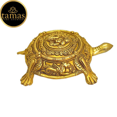Tamas Brass Kurma Avatar Good Luck Tortoise Statue (Golden) Height: 3 inches