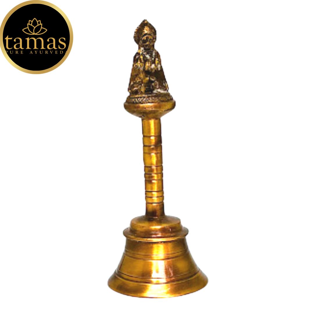 Tamas Brass Puja Bell/Pooja Ghanti (3 x 7.5 Inches, Golden) (Pack of 1)