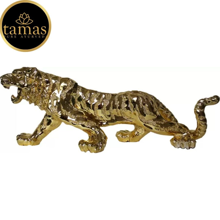 Tamas Poly Resin Gold Plated Jaguar Statue (13 Inches, Golden)