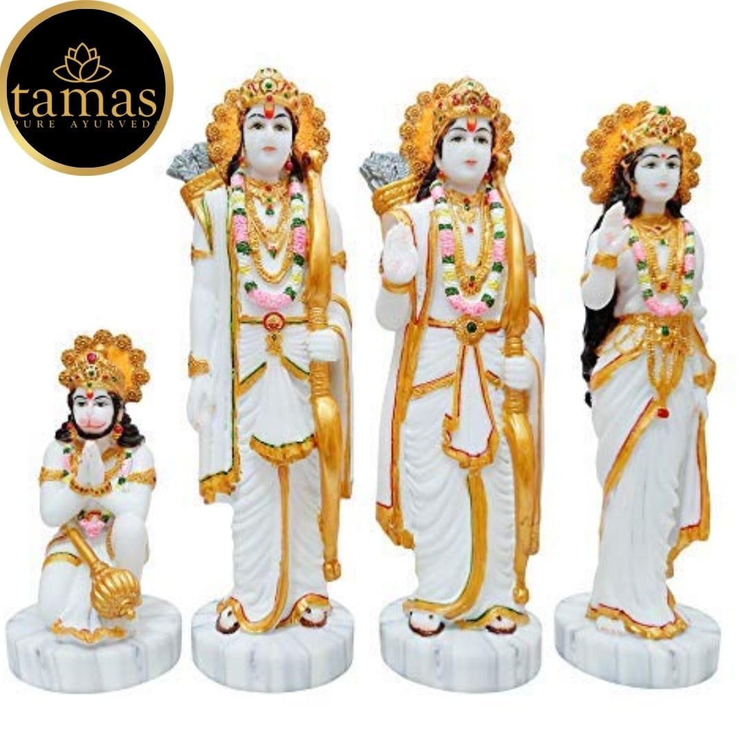 Buy Ram Darbar Murti for Home | 15" Gold Plated Marble Dust Statue
