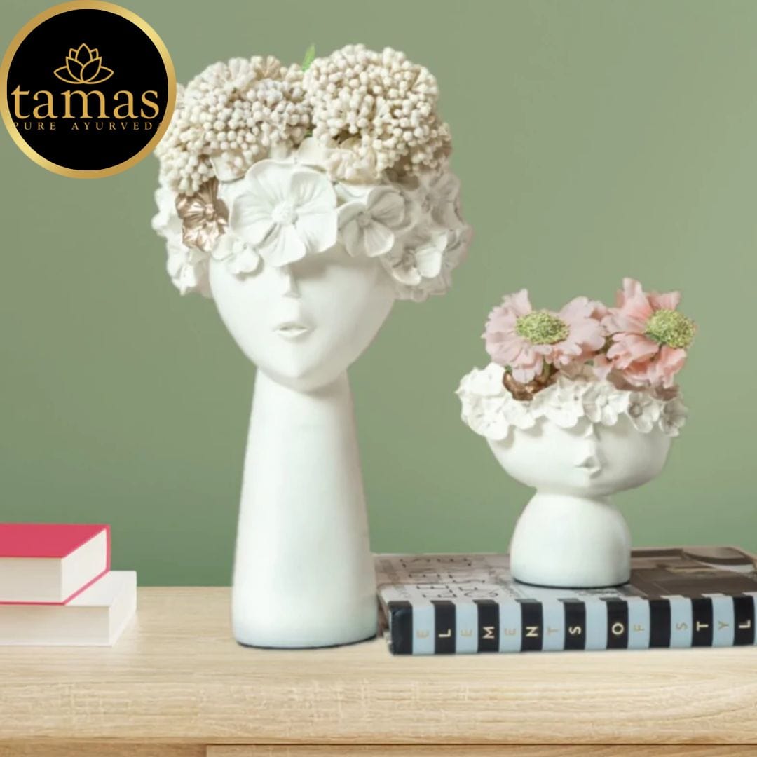 Tamas Poly Resin Adorable Tiara Vases (L: 5 inches, W: 5 inches, H: 12 inches / L: 6 inches, W: 5 inches, H: 5 inches) - Tamas: Luxury Indian Gifts