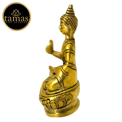 Tamas Brass Buddha Idol Decorative Showpiece(Golden) Height: 3.5 inches