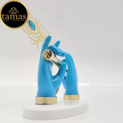 Tamas Gold Plated Divine Flute With Krishna's Peacock Feather ( Blue & gold) Pack of 1