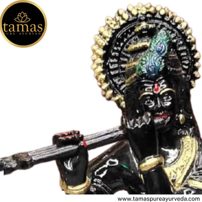 Tamas Brass Handcrafted Standing Lord Krishna  Statue / Idol with Antique Finish (4 x 4 x 11 Inches, Golden & Black) (Pack of 1)