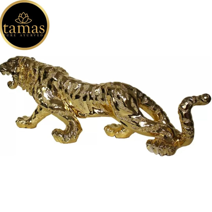 Tamas Poly Resin Gold Plated Jaguar Statue (13 Inches, Golden)