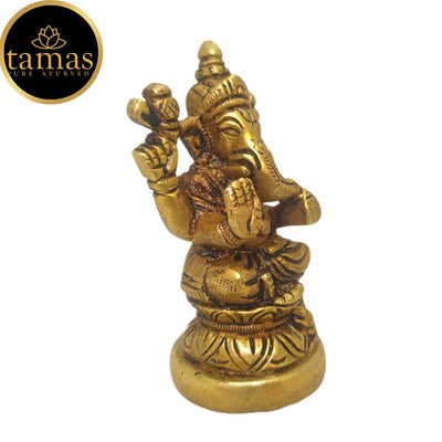 Tamas Brass Handmade Vinayakmoorti Ganesha Statue  (Golden) Height 3 inches