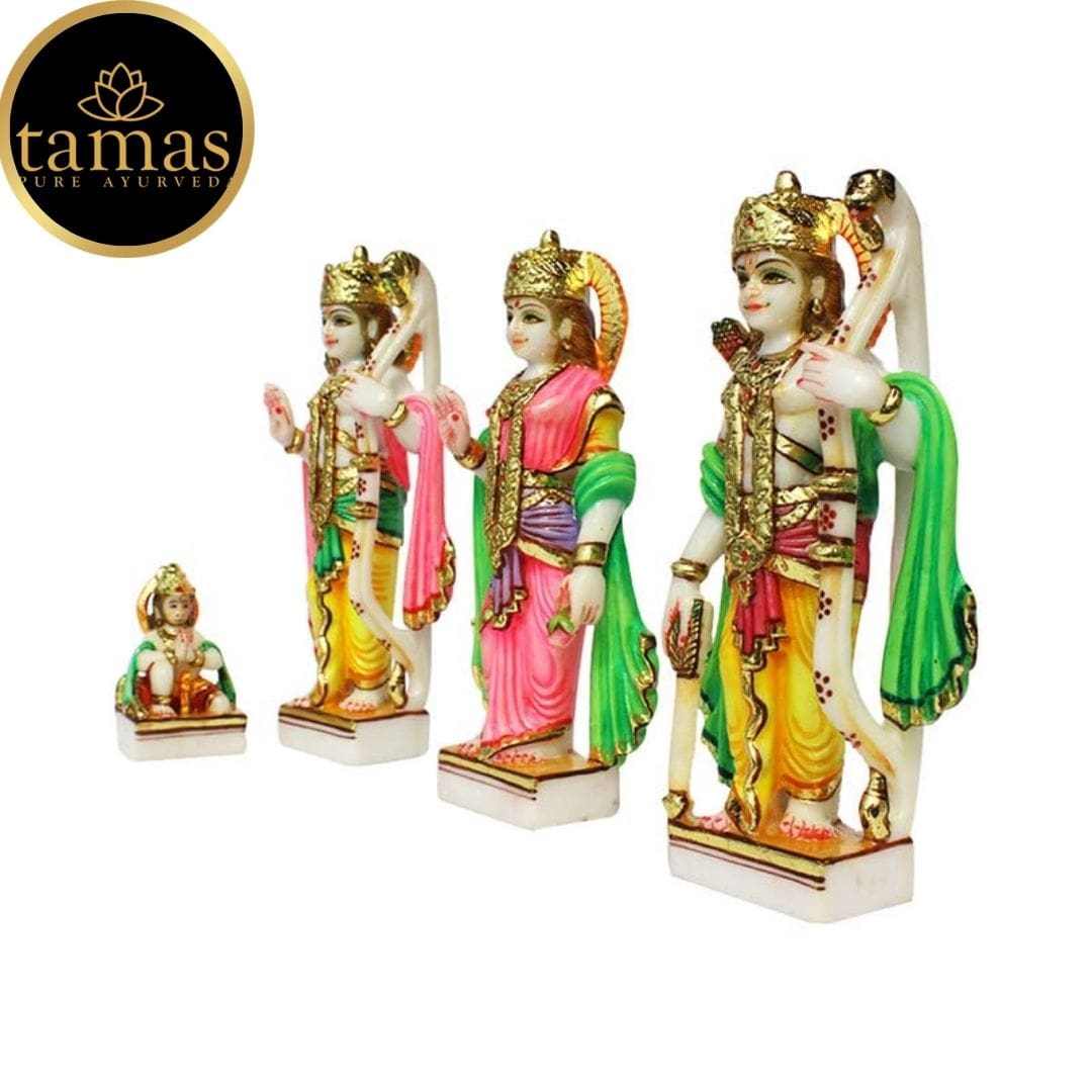 Tamas Marble Dust Gold Plated Ram Darbar Statue (9 Inches, Multicolor) - Tamas: Luxury Indian Gifts
