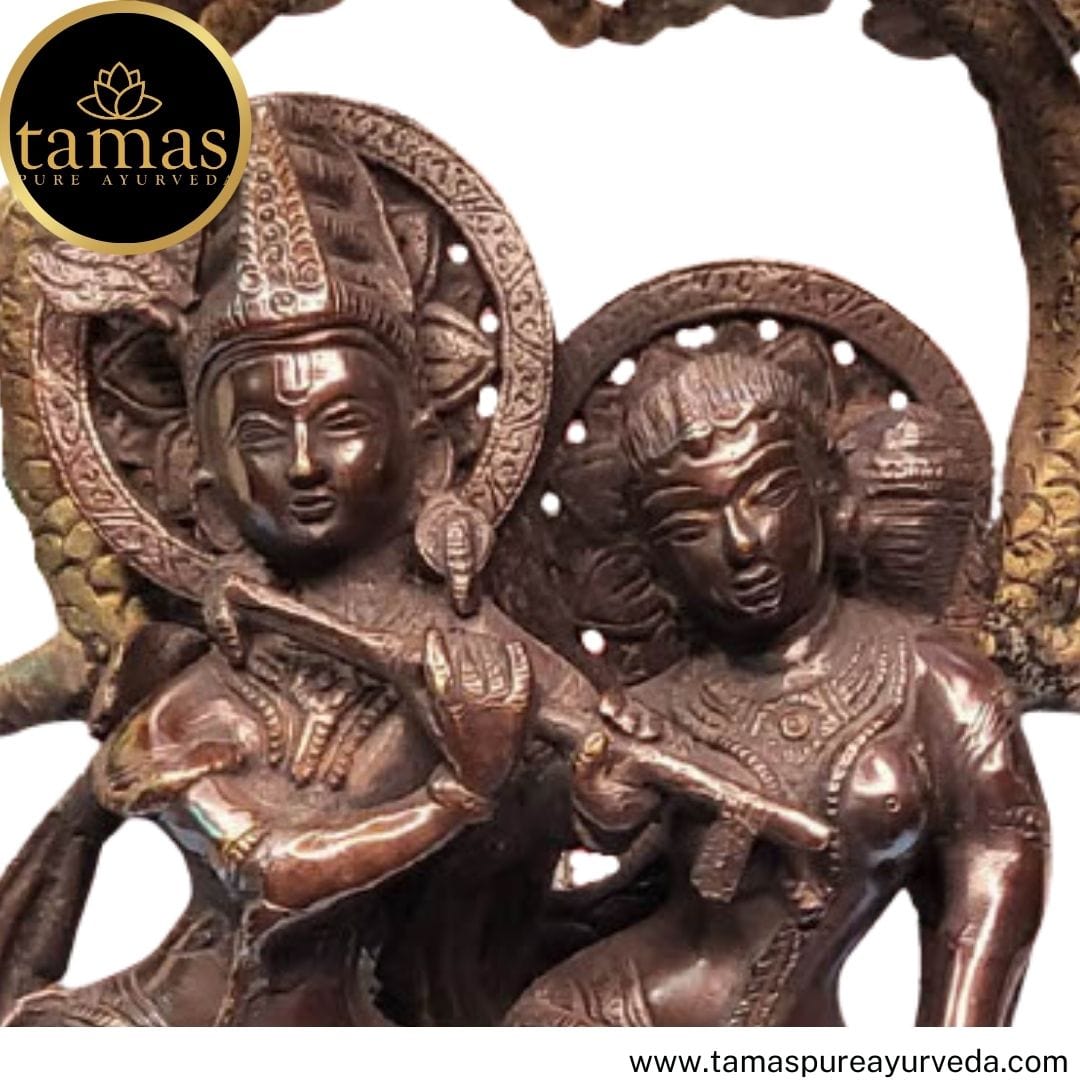 Brass  Radha Krishna Yugal Jodi with Flute Statue Idol