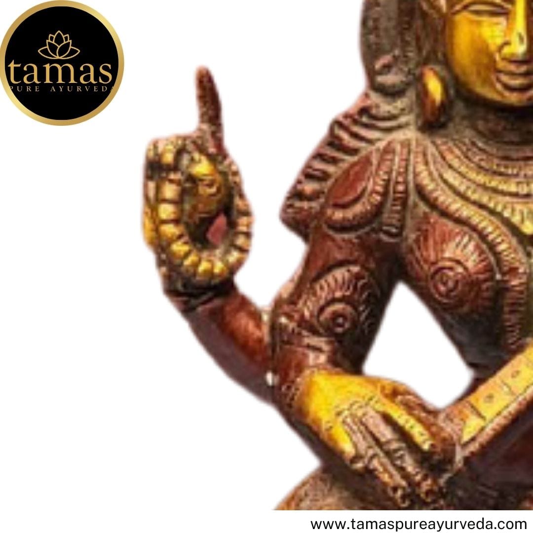Tamas Brass Handcrafted Standing Statue of Goddess Saraswati Statue / Idol with Antique Finish (4 x 4 x 11 Inches, Golden & Brown) (Pack of 1) - Tamas: Luxury Indian Gifts