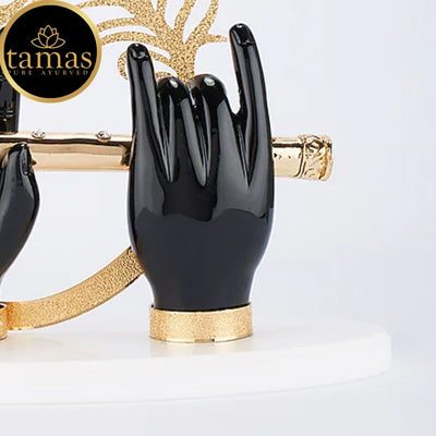 Tamas Gold Plated Divine Flute With Krishna's Peacock Feather ( Black & gold) Pack of 1