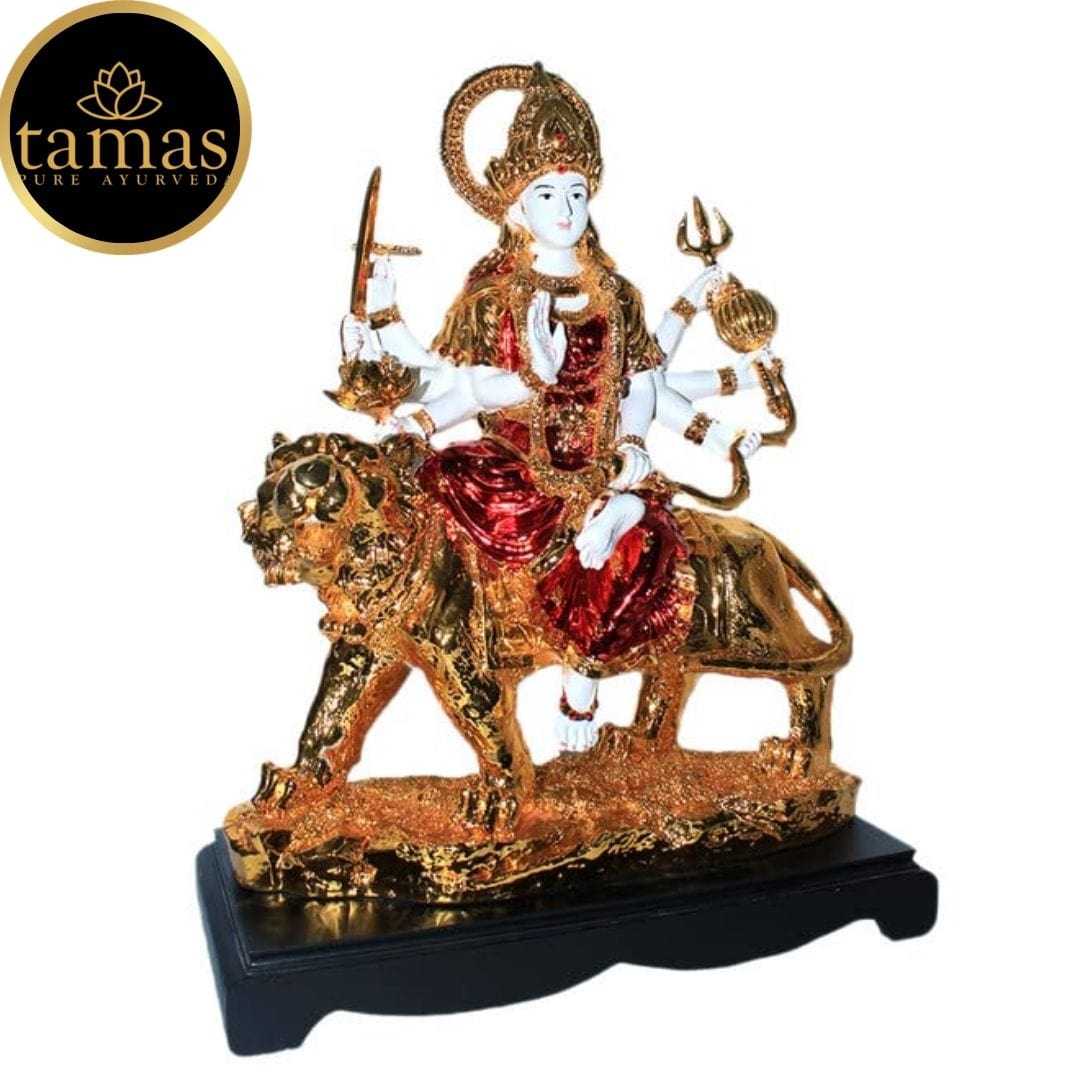 Gold Plated Goddess Maa Durga Devi Statue