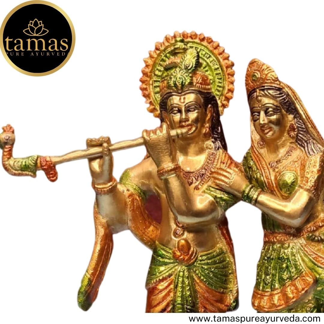 Tamas Brass Handcrafted Radha Krishna Statue / Idol with Antique Finish (7 x 5 x 11 Inches, Brown) (Pack of 1) - Tamas: Luxury Indian Gifts