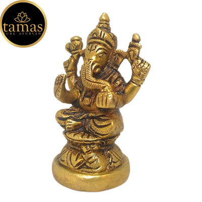 Tamas Brass Handmade Vinayakmoorti Ganesha Statue  (Golden) Height 3 inches