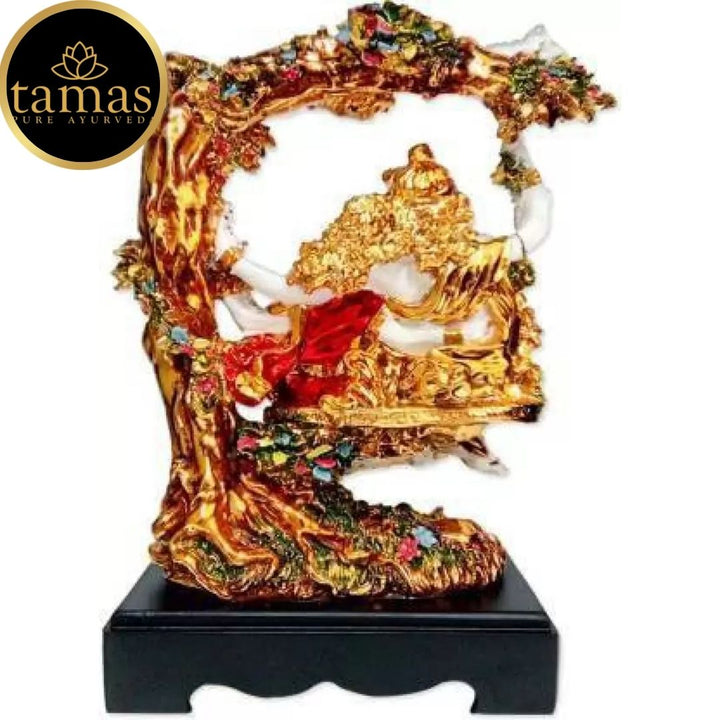 Tamas Poly Resin Gold Plated Radha Krishna Idol Decorative Showpiece (13.5 Inches, Multicolor)