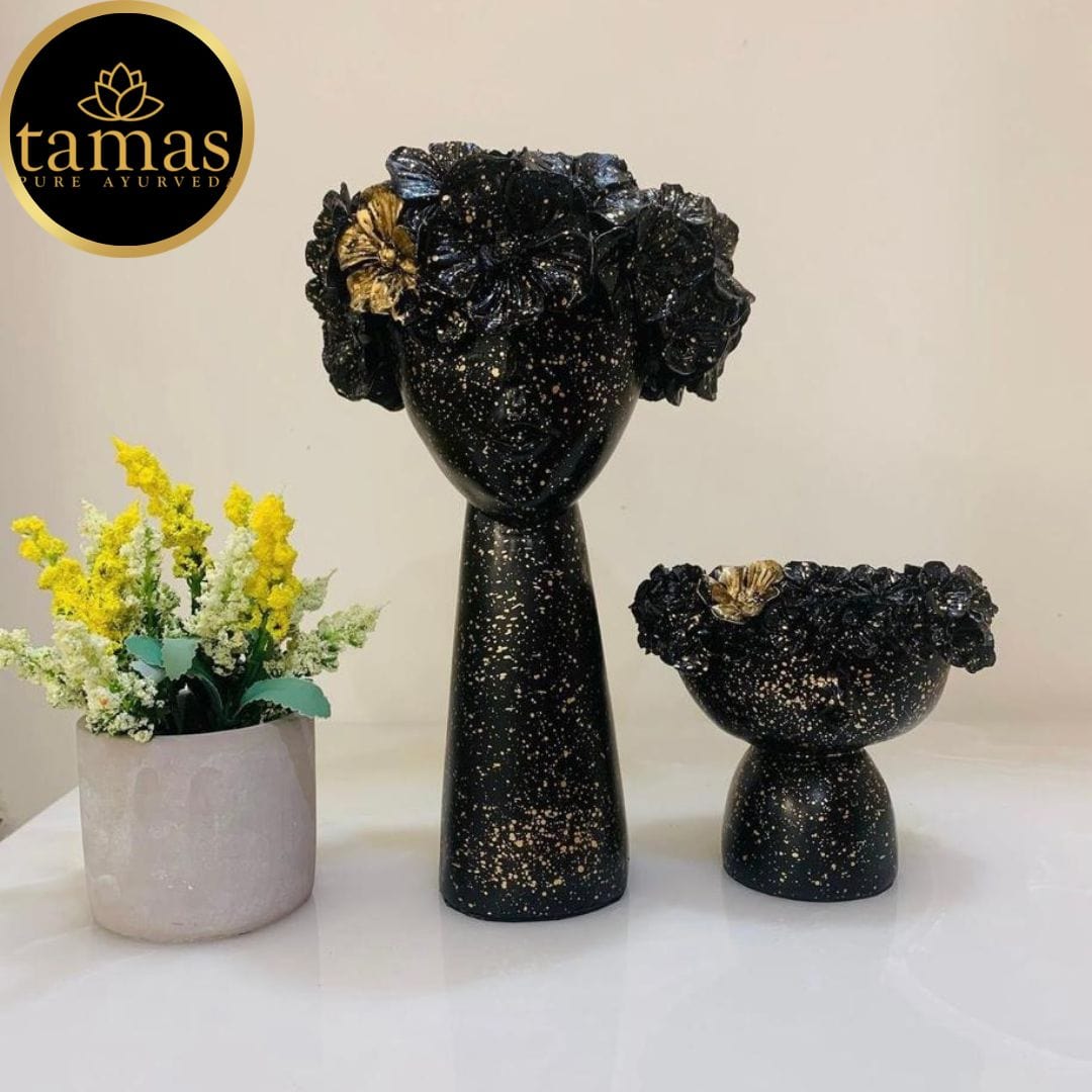 Tamas Poly Resin Adorable Tiara Vases (L: 5 inches, W: 5 inches, H: 12 inches / L: 6 inches, W: 5 inches, H: 5 inches) - Tamas: Luxury Indian Gifts