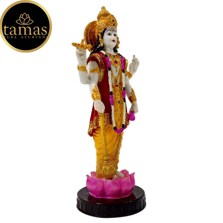 Tamas Poly Resin Lord Vishnu Statue (9 Inches, Multicolor)