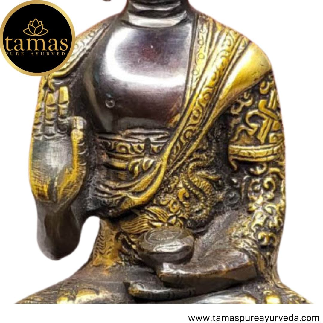 Brass Ashtamangala Tibetan Buddha Statue / Idol
