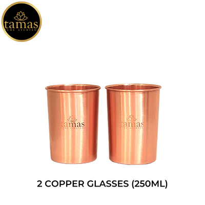 Copper Water Bottle And Glass Set with Premium Gift Box  (100ML & 250ML)