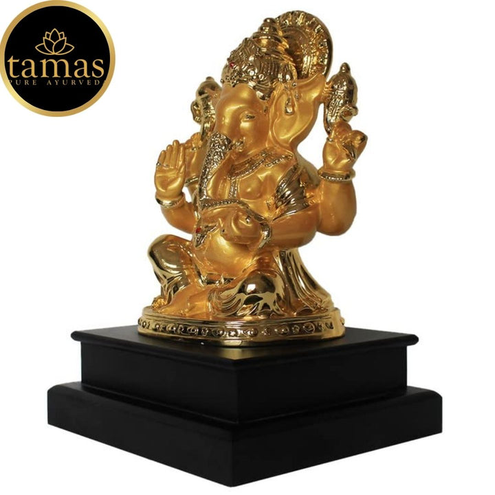 Tamas Poly Resin Gold Plated  Lord Ganesha Statue (12 Inches, Golden)