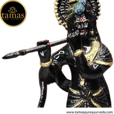 Tamas Brass Handcrafted Standing Lord Krishna  Statue / Idol with Antique Finish (4 x 4 x 11 Inches, Golden & Black) (Pack of 1)