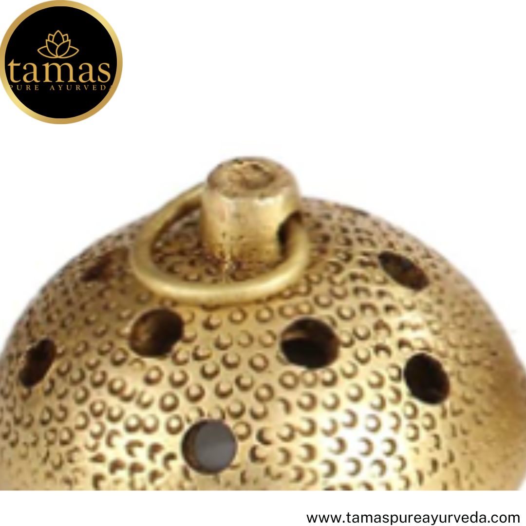 Tamas Brass Handcrafted Lotus Dhoop Stand with Antique Finish (4 x 4 x 2.5 Inches, Golden) (Pack of 1)